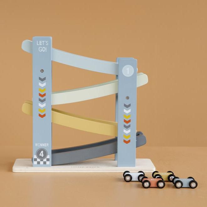 Houten Ramp Raceauto's - Blauw