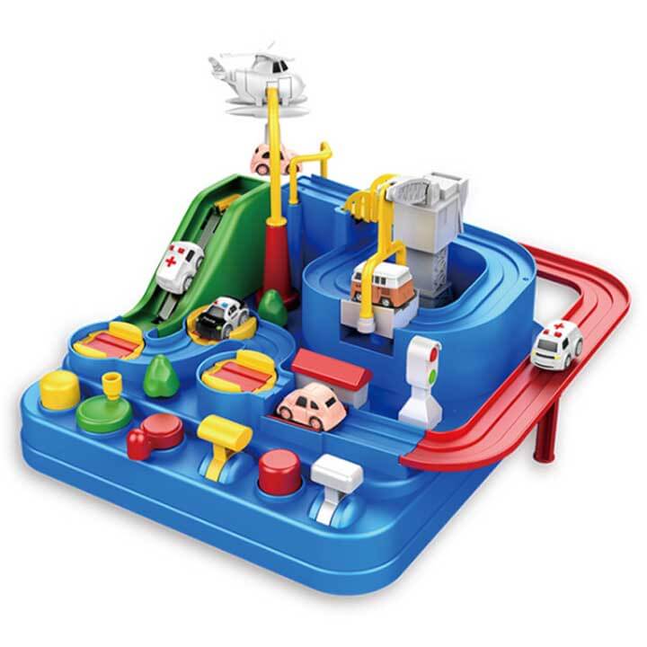 AdventureWheels - Auto-Abenteuer 2 in 1 Schienen-Spielzeug-Set