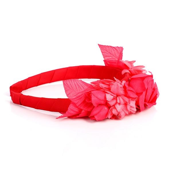 Meisjes rode hoofdband met bloemendetail
