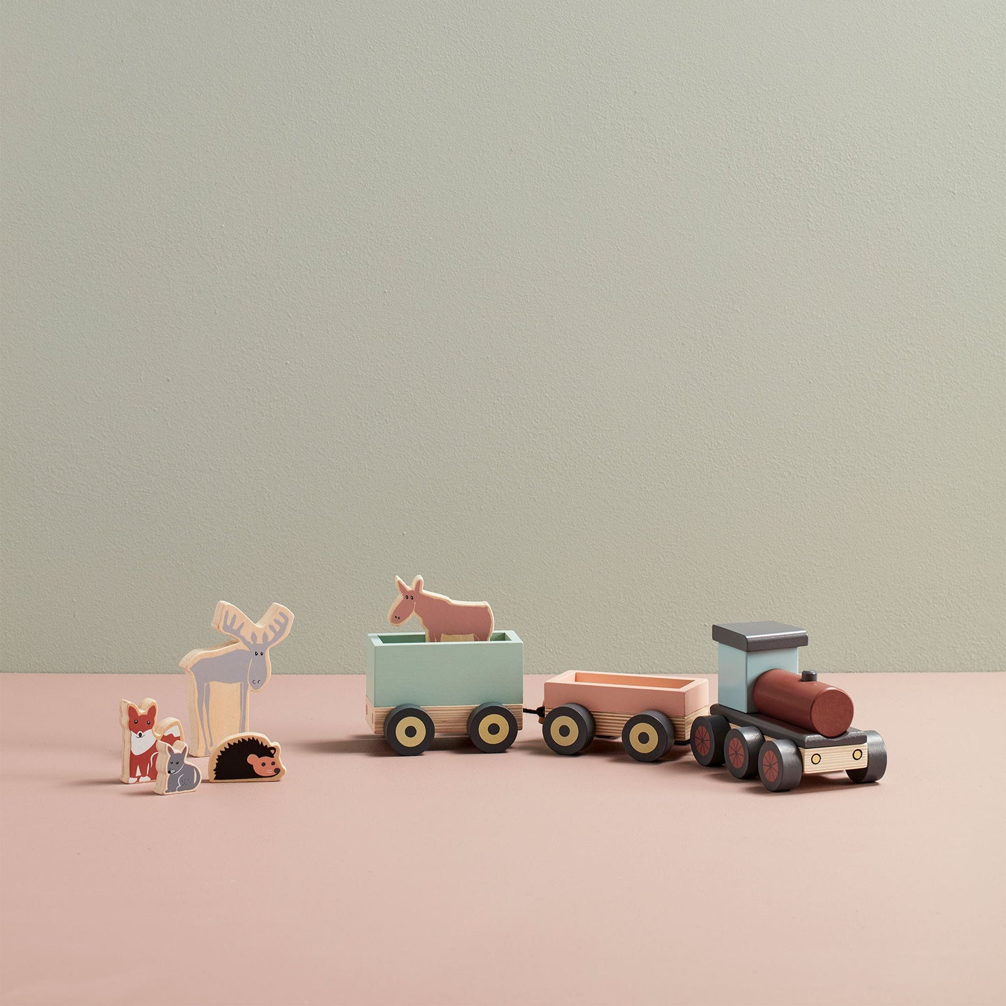 Kids Concept - Dierenhouten trein