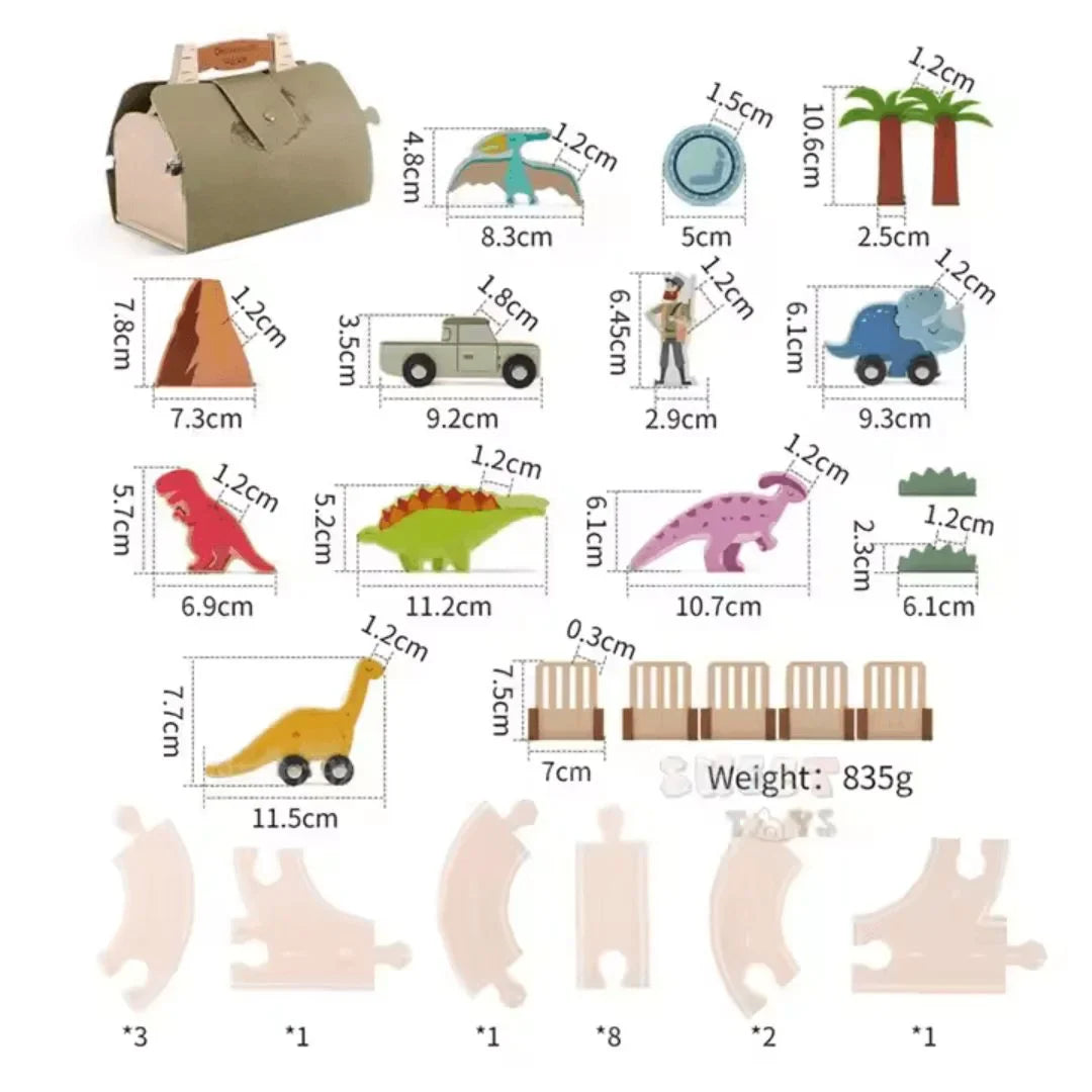 DinoQuest – Holz-Dinosaurierpark-Set für Kinder ab 3+ – Fördert Fantasievolles Spielen