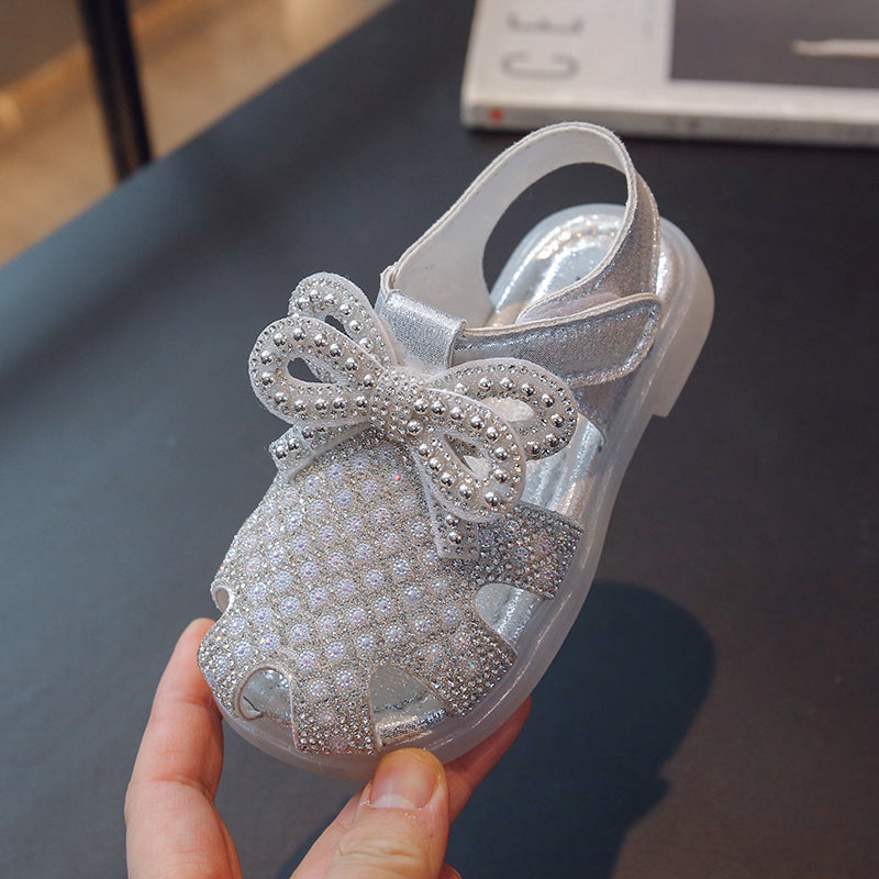 Feestsandalen met glitterdesign en lintbandjes