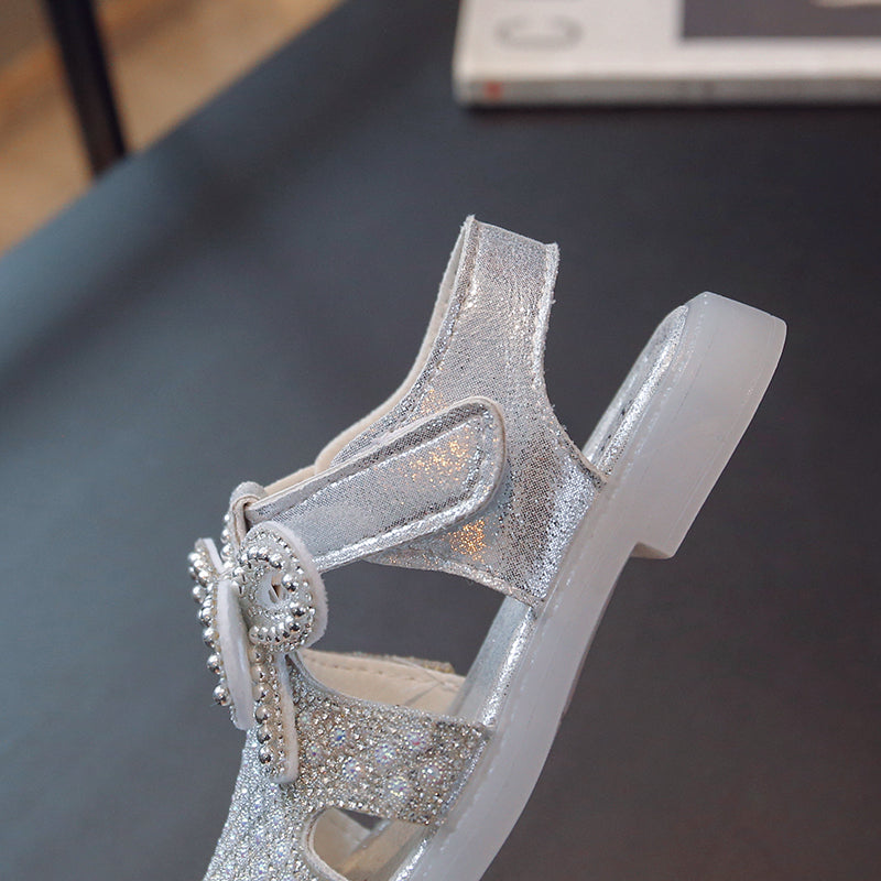 Feestsandalen met glitterdesign en lintbandjes