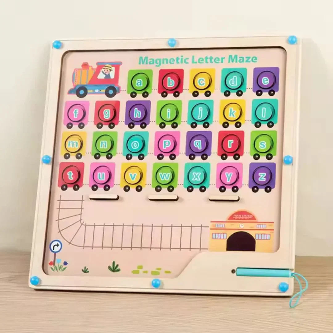 MazeMagnet – Holz Magnetisches Buchstaben- & Formen-Labyrinth für Kinder ab 3 Jahren