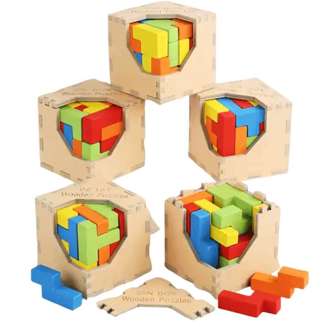 WoodieCraft – 3D Tetris-Puzzle-Zug für Kinder ab 3+ – Fördert Problemlösungsfähigkeiten
