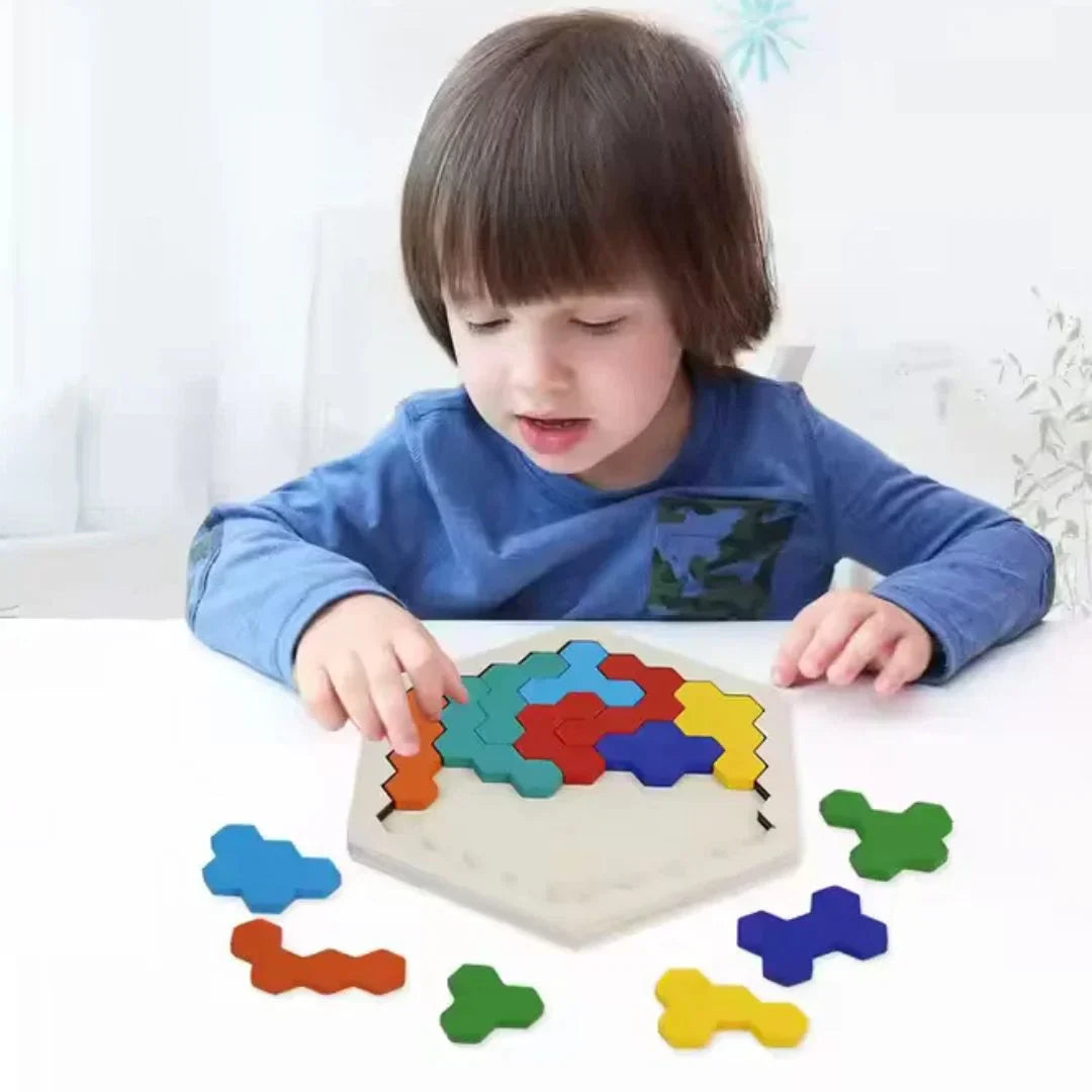 HexoCraft – Holz Sechseck-Puzzle für Kinder ab 4 Jahren