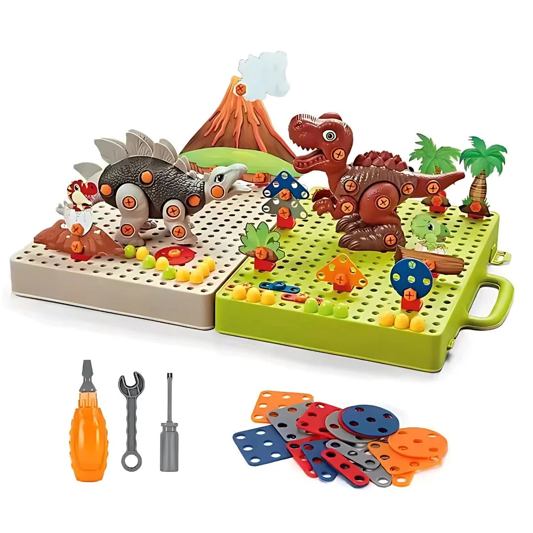 DinoConstruct – Dino Bohr- & Bauset STEM Spielzeug Kinder ab 3 Jahren