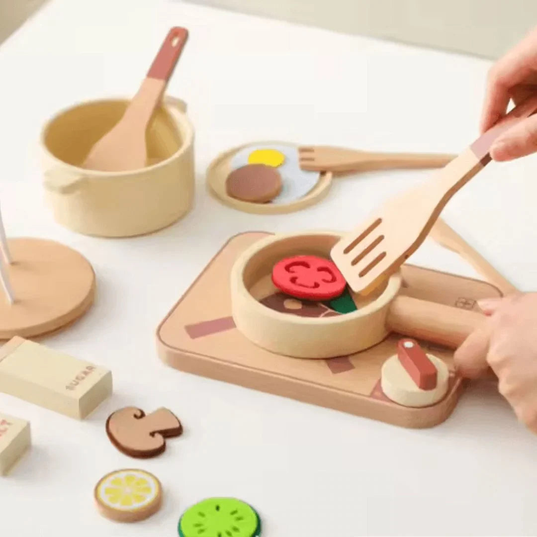 TinyCooks – Holzspielküche für Kinder ab 3+ – Fördert Fantasievolles Spiel