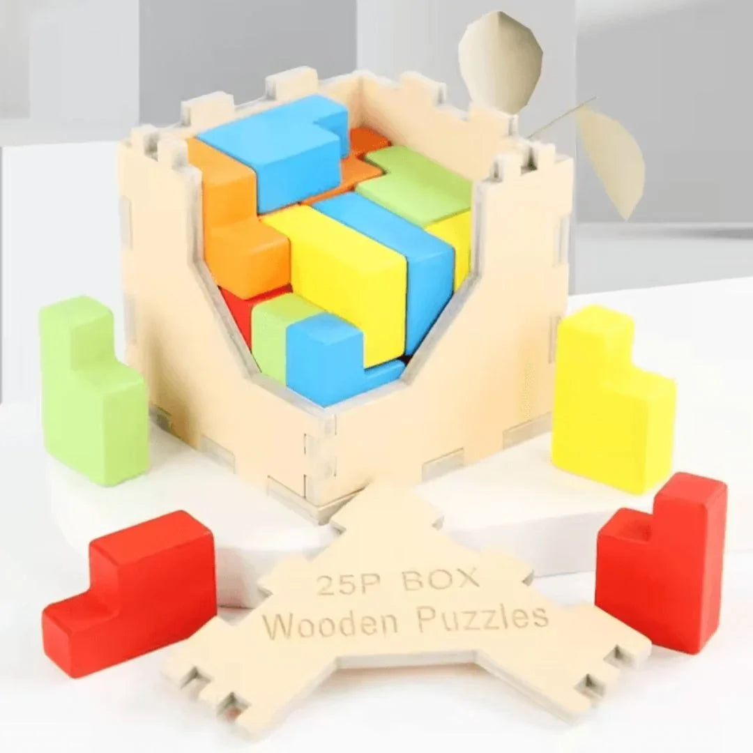 WoodieCraft – 3D Tetris-Puzzle-Zug für Kinder ab 3+ – Fördert Problemlösungsfähigkeiten