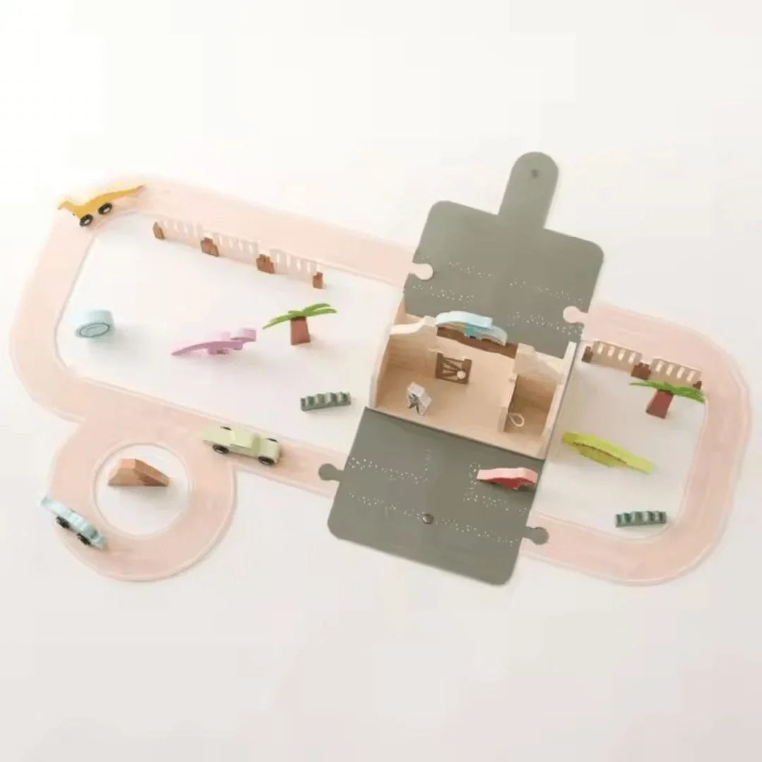 DinoQuest – Holz-Dinosaurierpark-Set für Kinder ab 3+ – Fördert Fantasievolles Spielen