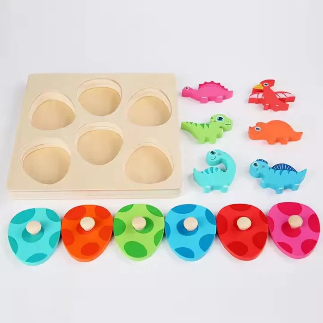 DinoCraft - Hölzernes Dinosaurier-Puzzle-Set für Kleinkinder