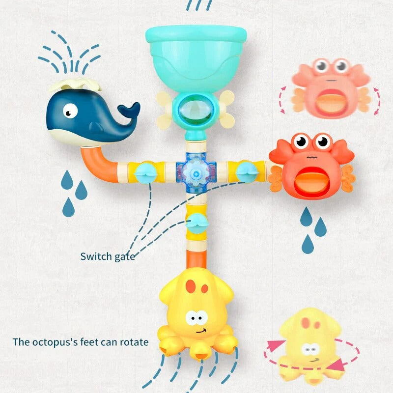 FountainFrolic – Leuchtendes Badebrunnen-Spielzeug für Kinder ab 18 Monaten – Weckt Wasserneugier & Sensorischen Spaß