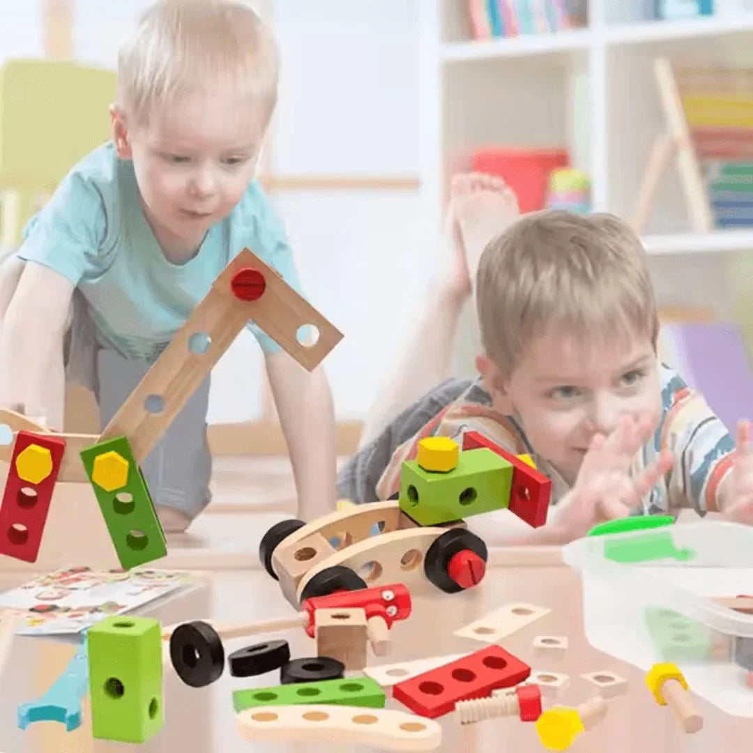 CraftietNest™ – Werkzeugkasten aus Holz für Kinder ab 3+ – Fördert Kreativität und Feinmotorik