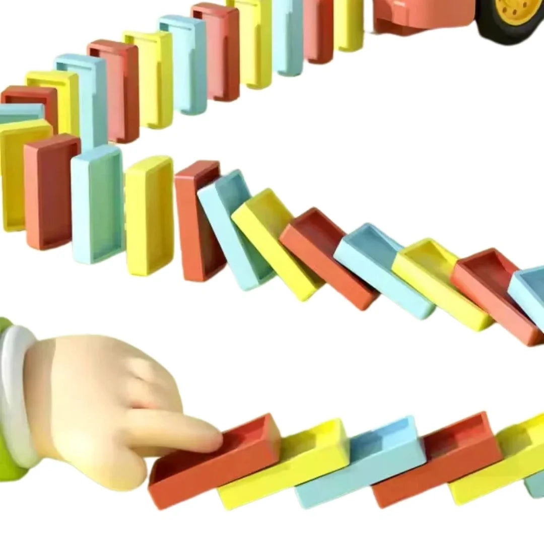 DominoTrack - Automatischer Domino-Zug mit bunten Bauklötzen