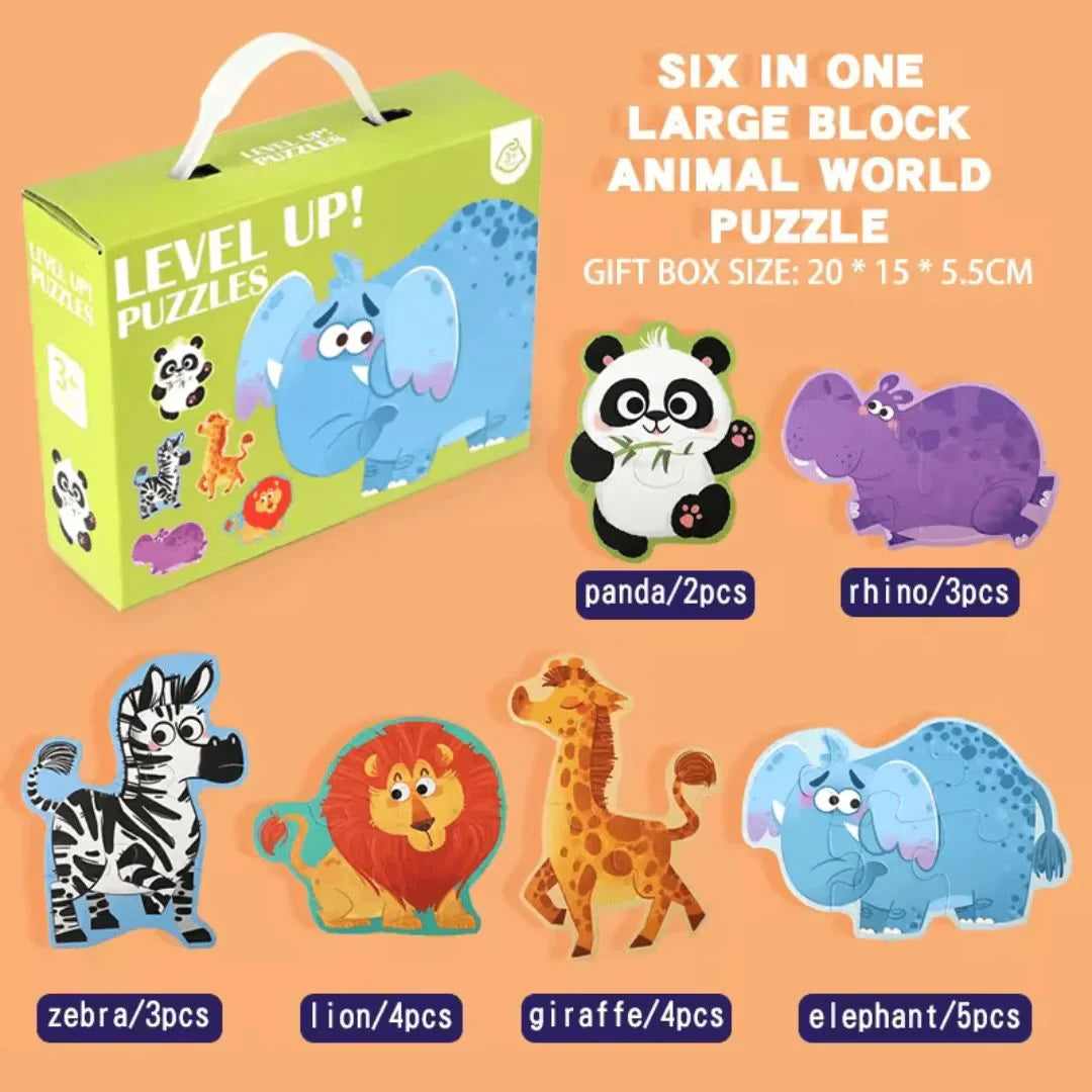 WoodyCraft – 6-in-1 Puzzle für Kinder ab 3+ – Fördert Feinmotorik
