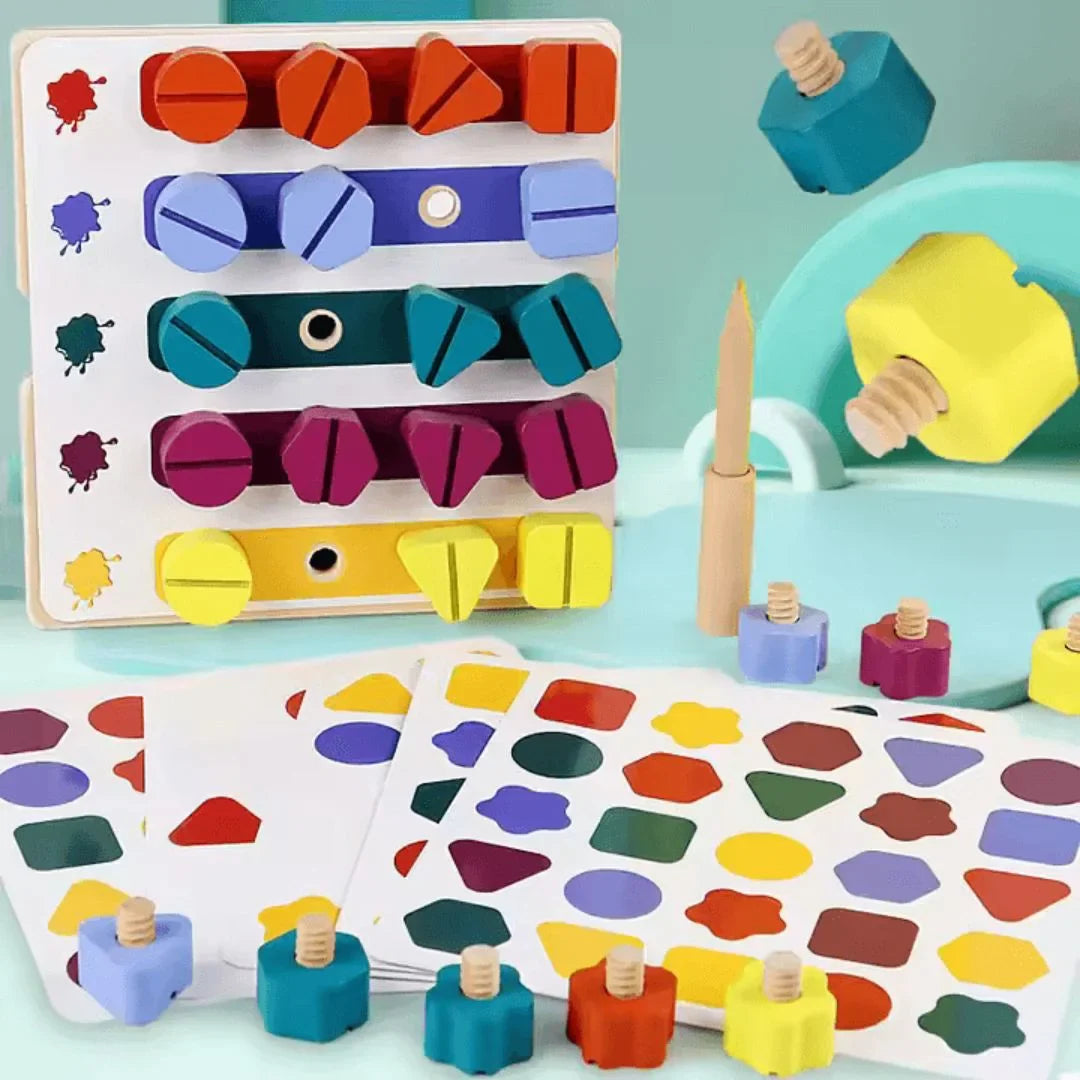 ColorScrew – Holzschraubbrett für Kinder ab 3+ – Fördert Feinmotorik