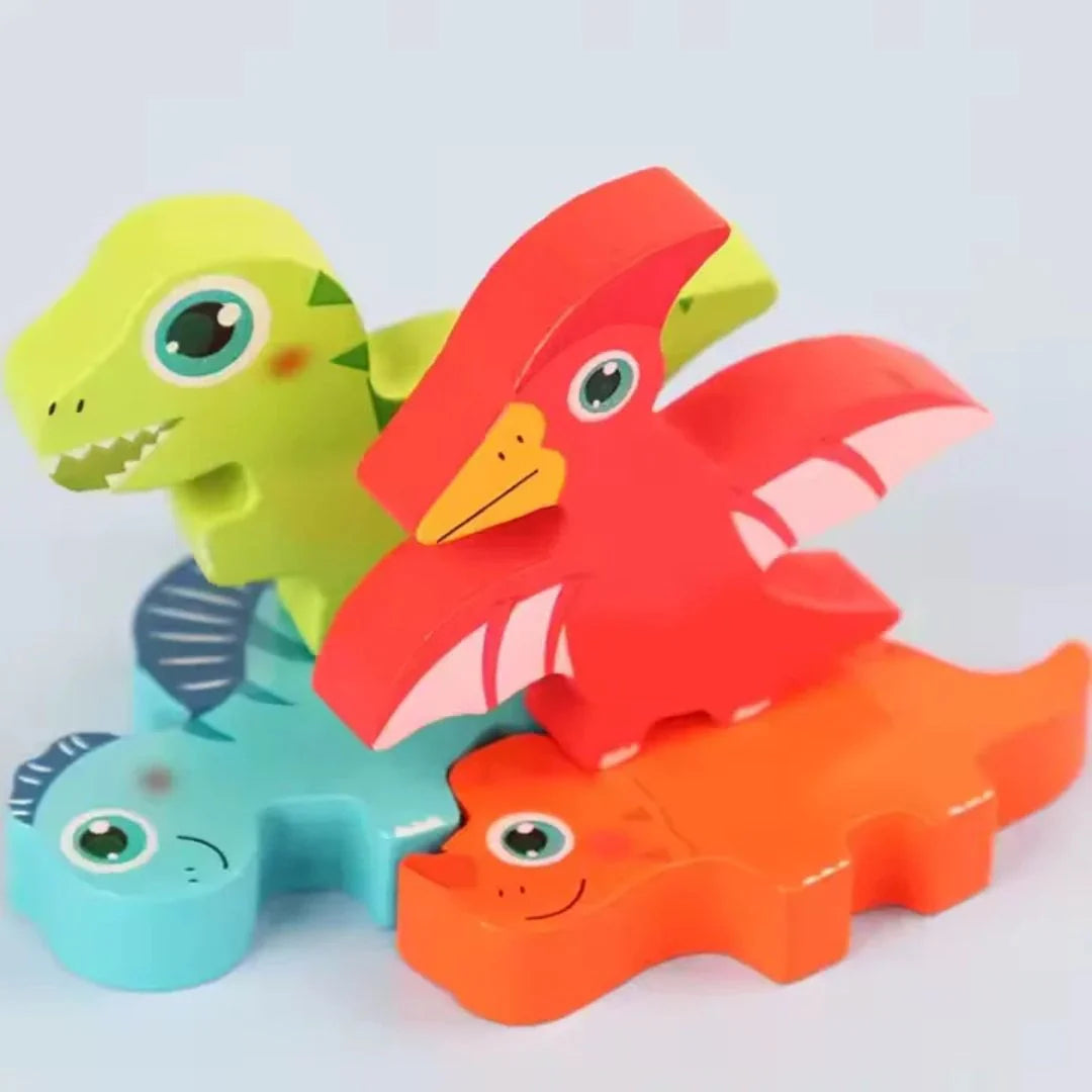DinoCraft - Hölzernes Dinosaurier-Puzzle-Set für Kleinkinder