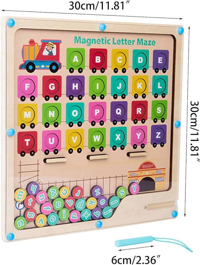 MazeMagnet – Holz Magnetisches Buchstaben- & Formen-Labyrinth für Kinder ab 3 Jahren