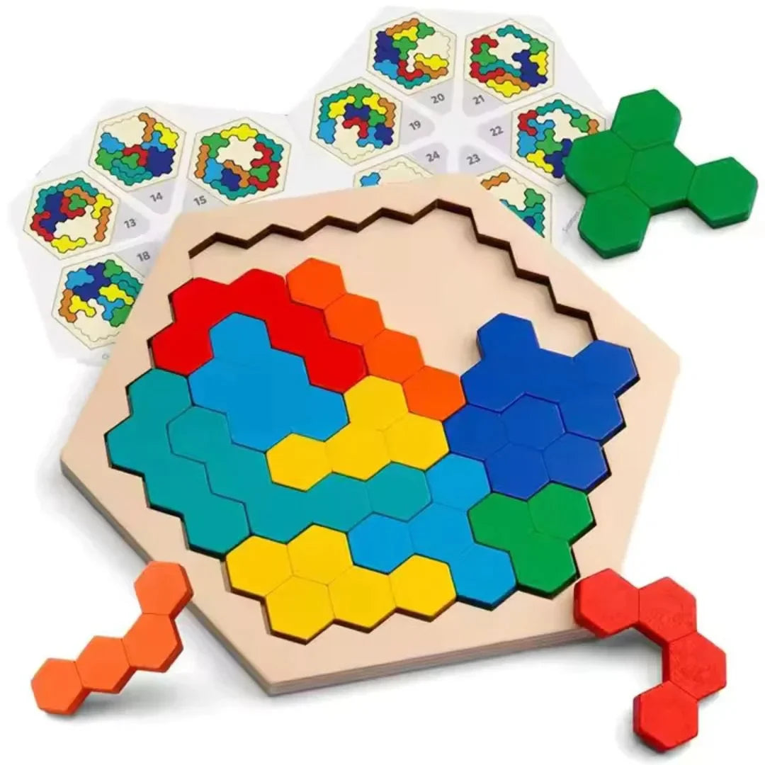 HexoCraft – Holz Sechseck-Puzzle für Kinder ab 4 Jahren