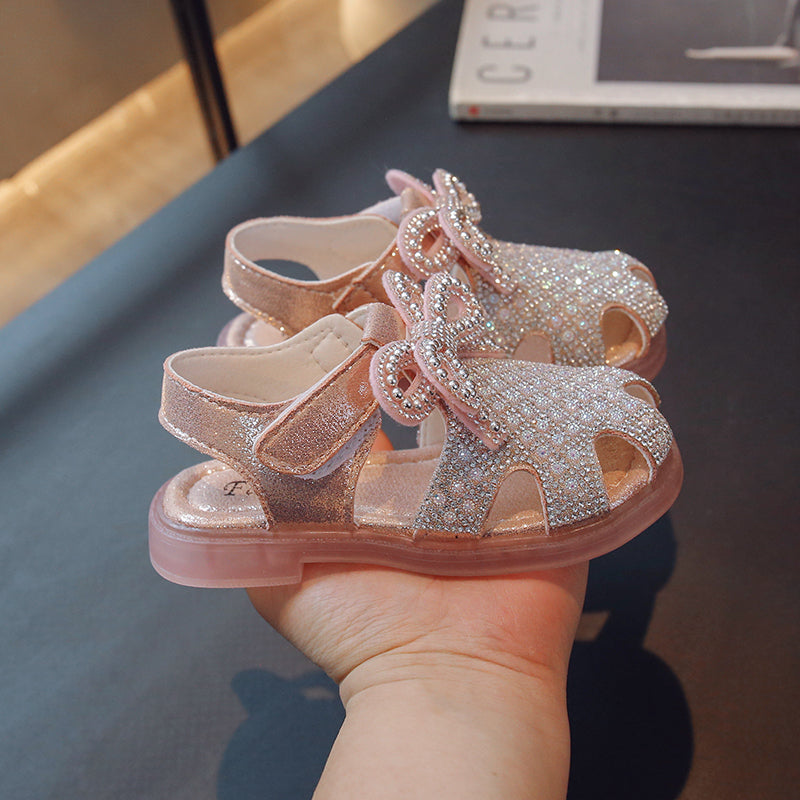 Feestsandalen met glitterdesign en lintbandjes