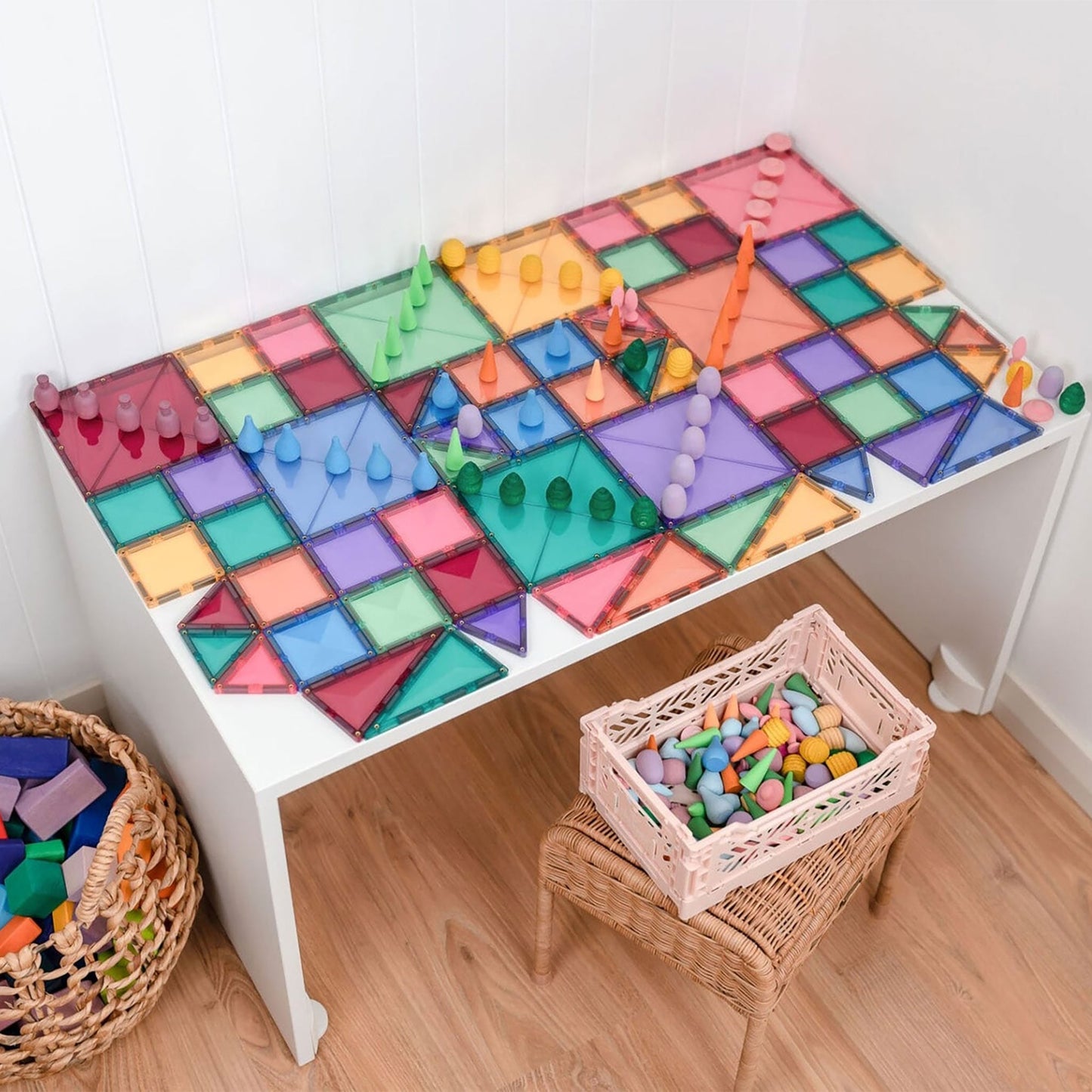 Connetix Tiles – 64-elementowy zestaw startowy w pastelowych kolorach