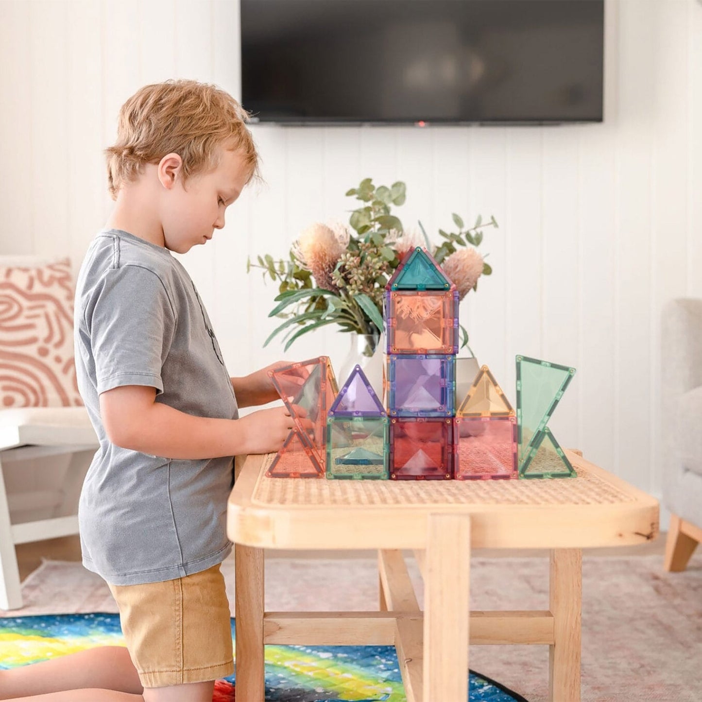 Connetix Tiles – 64-elementowy zestaw startowy w pastelowych kolorach