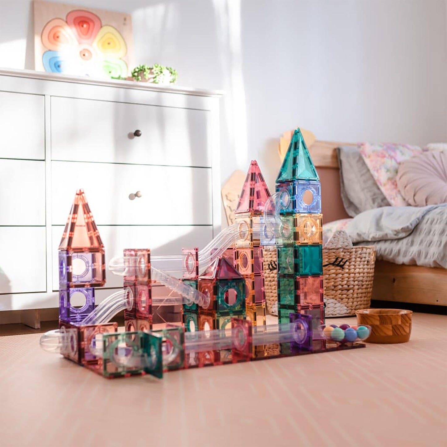 Connetix Tiles – 106-elementowy zestaw do układania piłek w pastelowych kolorach