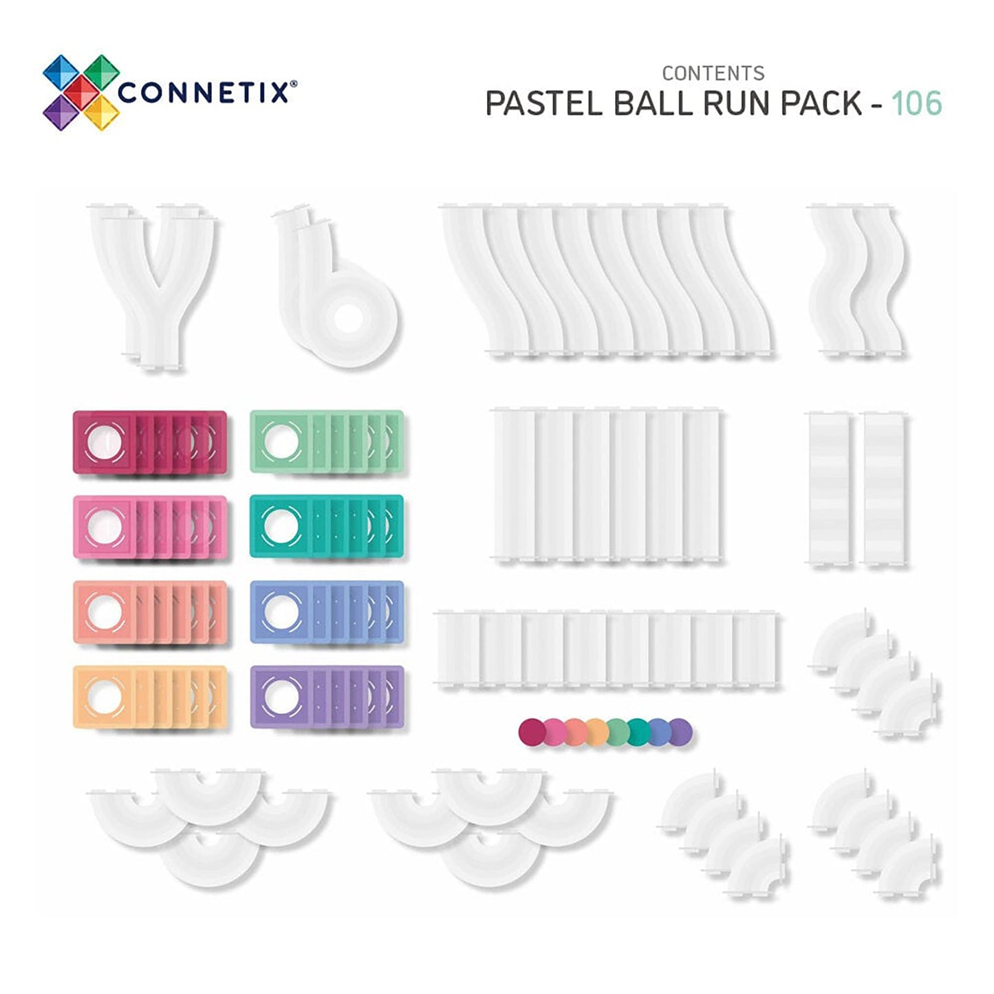 Connetix Tiles – 106-elementowy zestaw do układania piłek w pastelowych kolorach