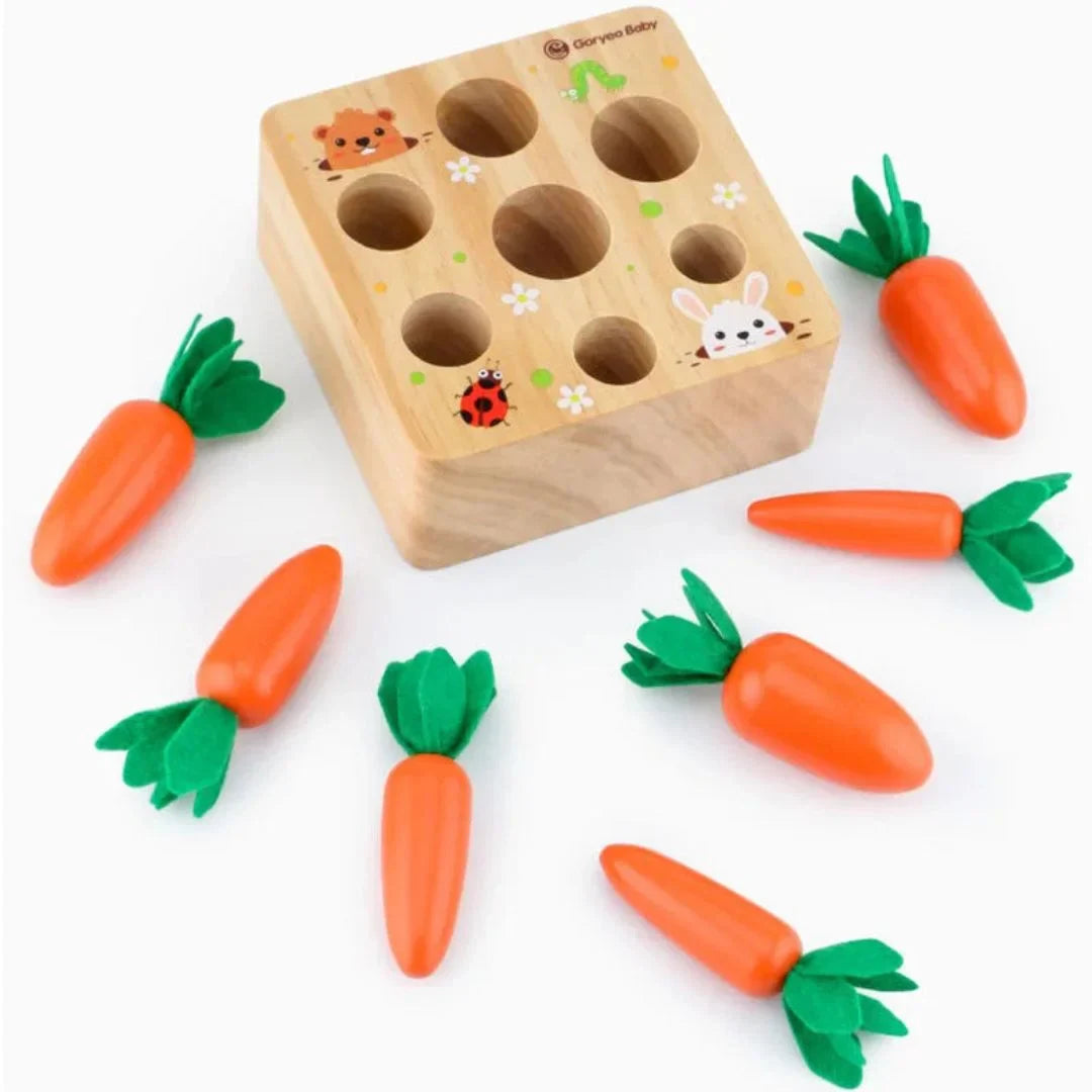 CarrotNest – Montessori Holz-Wurzelspiel für Kleinkinder Ab 1 Jahr – Sortier- und Ziehspiel zur Förderung der Motorik