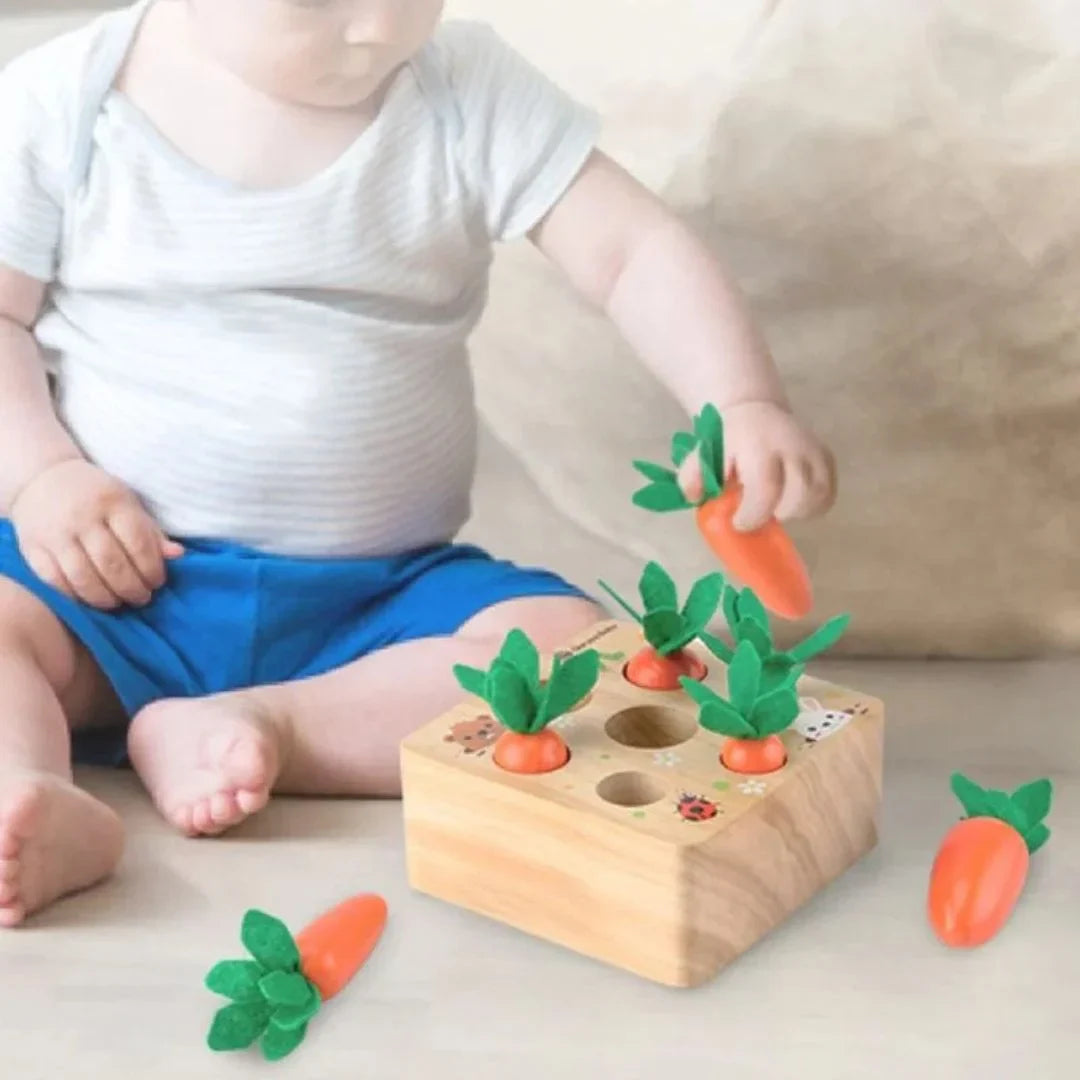 CarrotNest – Montessori Holz-Wurzelspiel für Kleinkinder Ab 1 Jahr – Sortier- und Ziehspiel zur Förderung der Motorik