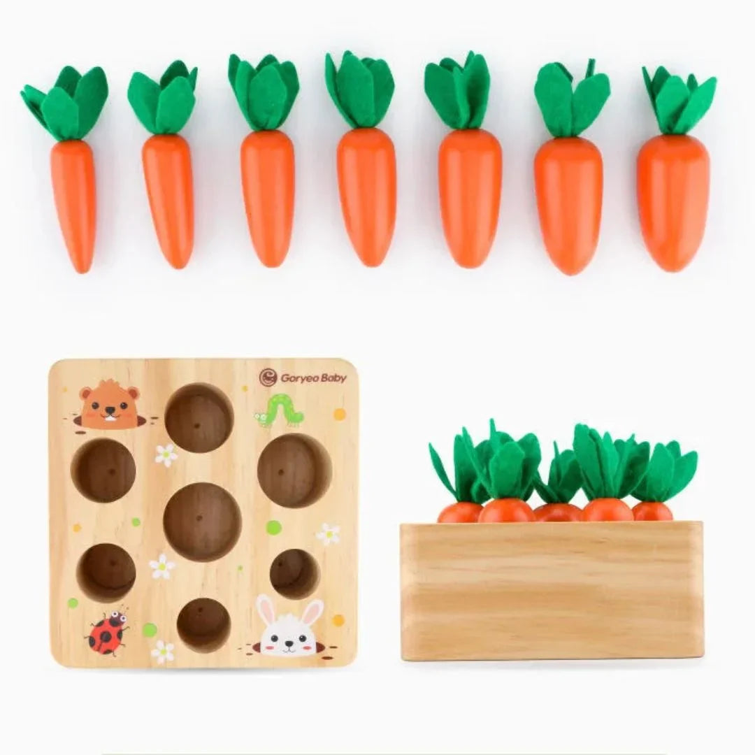CarrotNest – Montessori Holz-Wurzelspiel für Kleinkinder Ab 1 Jahr – Sortier- und Ziehspiel zur Förderung der Motorik