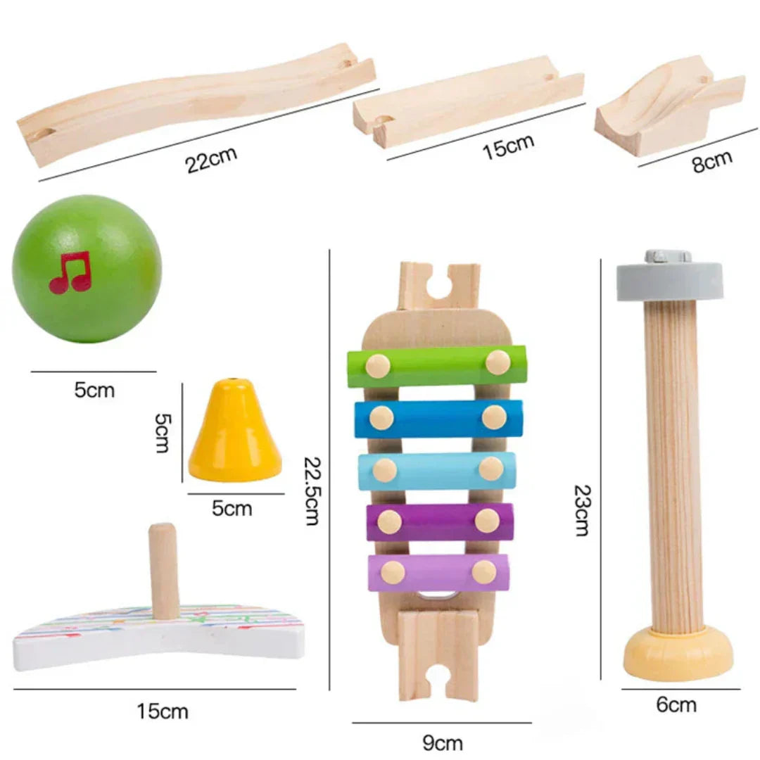 MelodyMaze – Holz-Musik-Murmelbahn für Kinder | Kreatives Sensorik-Spielzeug ab 3 Jahren