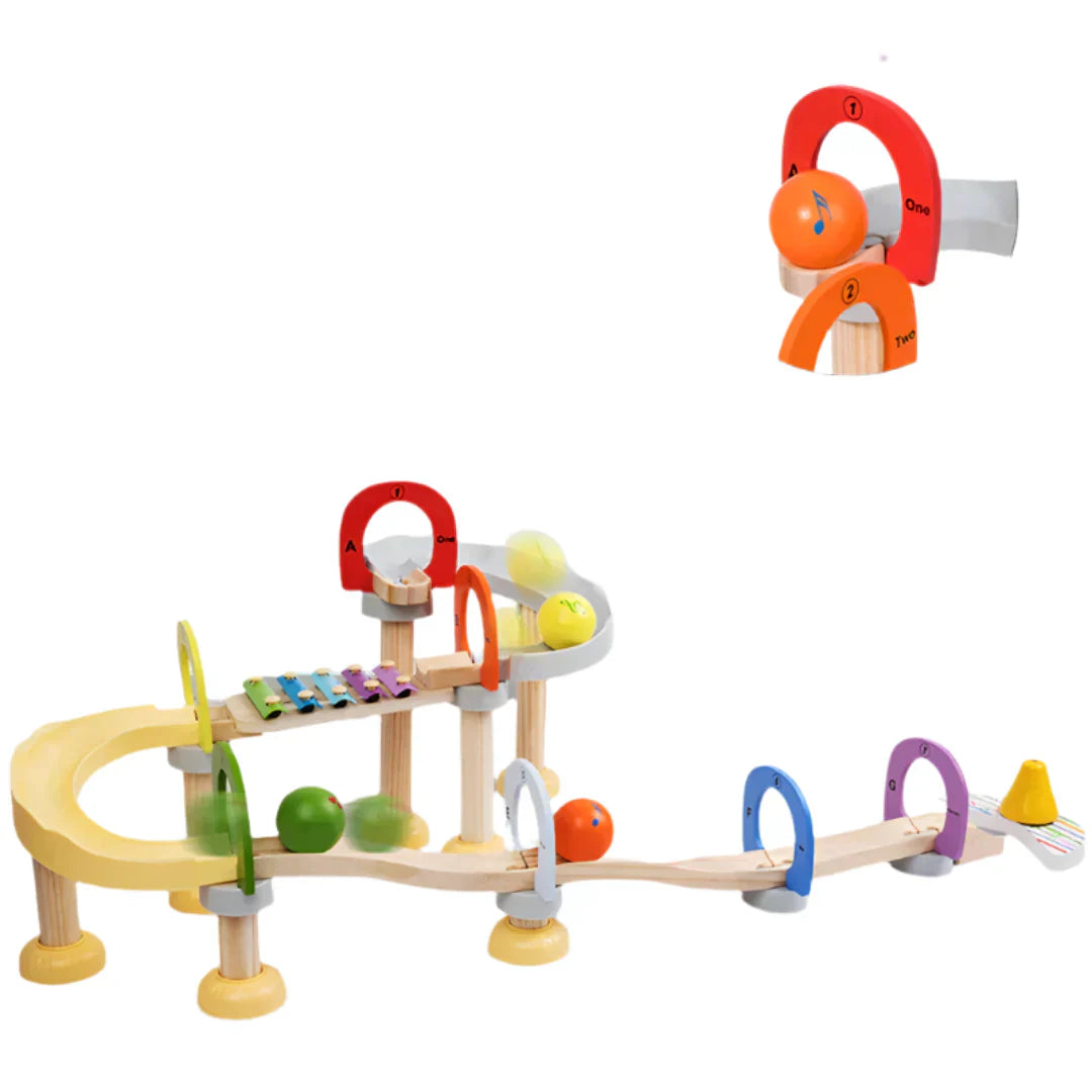 MelodyMaze – Holz-Musik-Murmelbahn für Kinder | Kreatives Sensorik-Spielzeug ab 3 Jahren