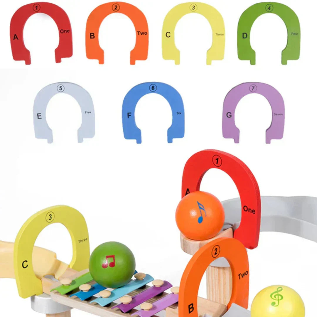 MelodyMaze – Holz-Musik-Murmelbahn für Kinder | Kreatives Sensorik-Spielzeug ab 3 Jahren