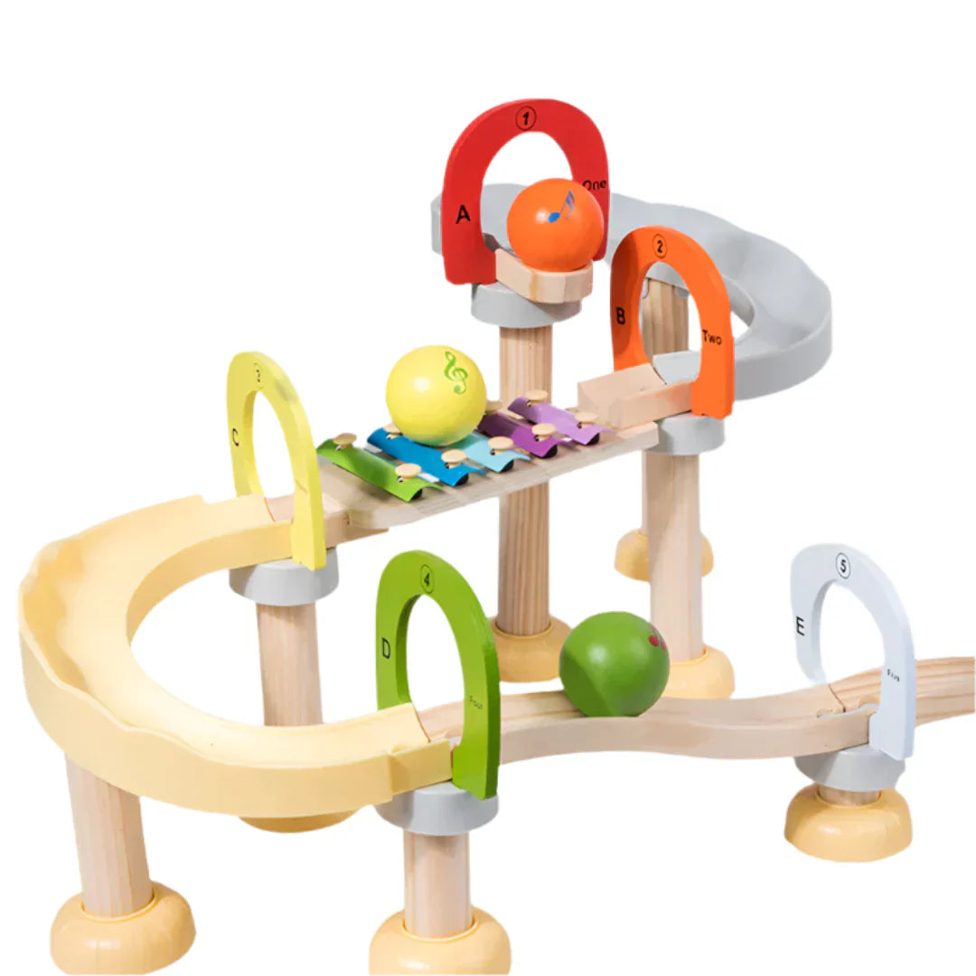 MelodyMaze – Holz-Musik-Murmelbahn für Kinder | Kreatives Sensorik-Spielzeug ab 3 Jahren