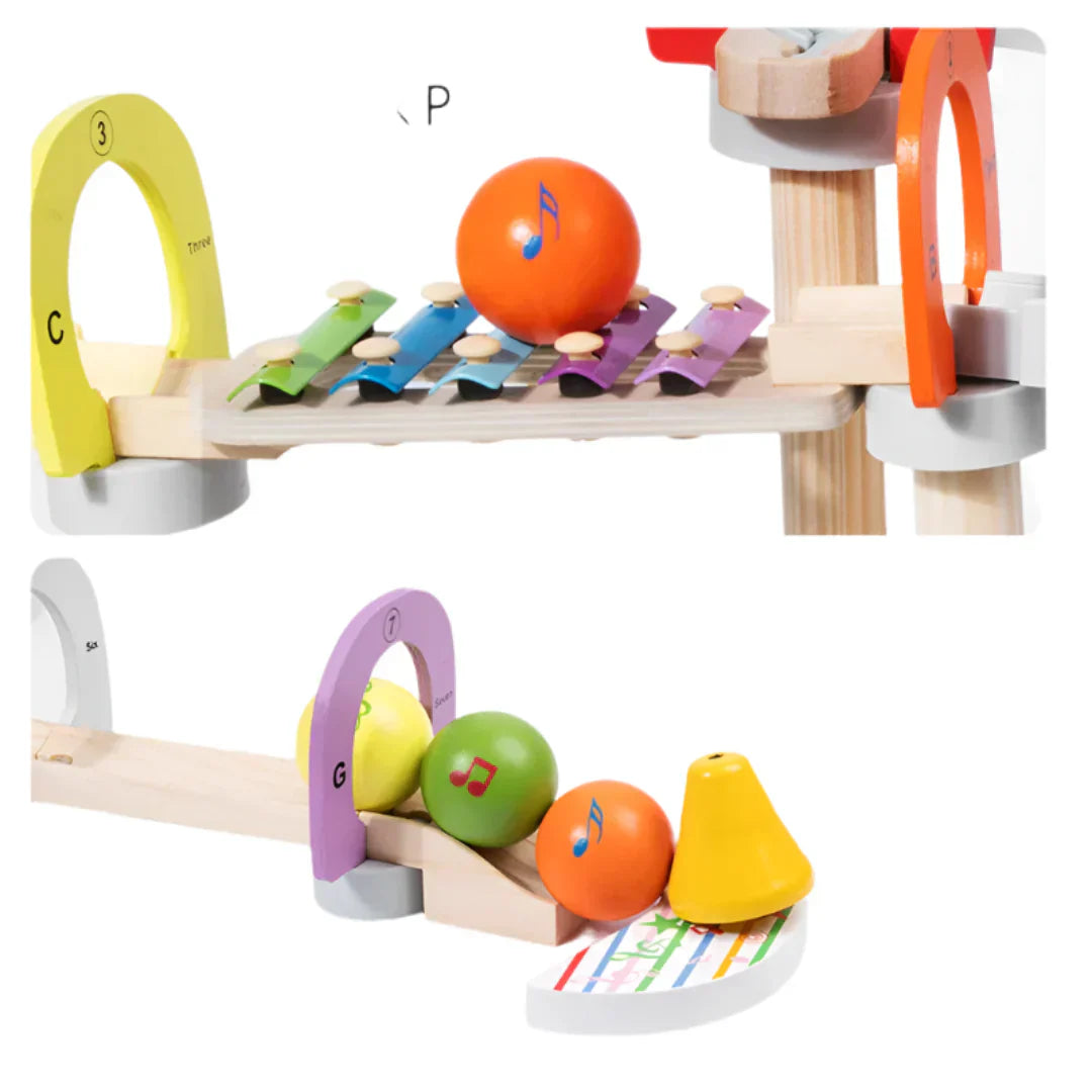 MelodyMaze – Holz-Musik-Murmelbahn für Kinder | Kreatives Sensorik-Spielzeug ab 3 Jahren