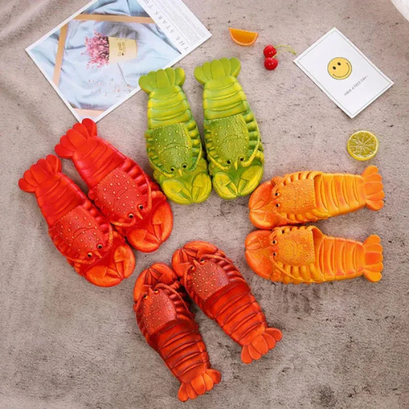 Coole en funky pantoffels met kreeftenmotief