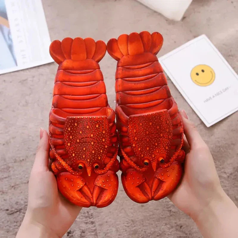 Coole en funky pantoffels met kreeftenmotief