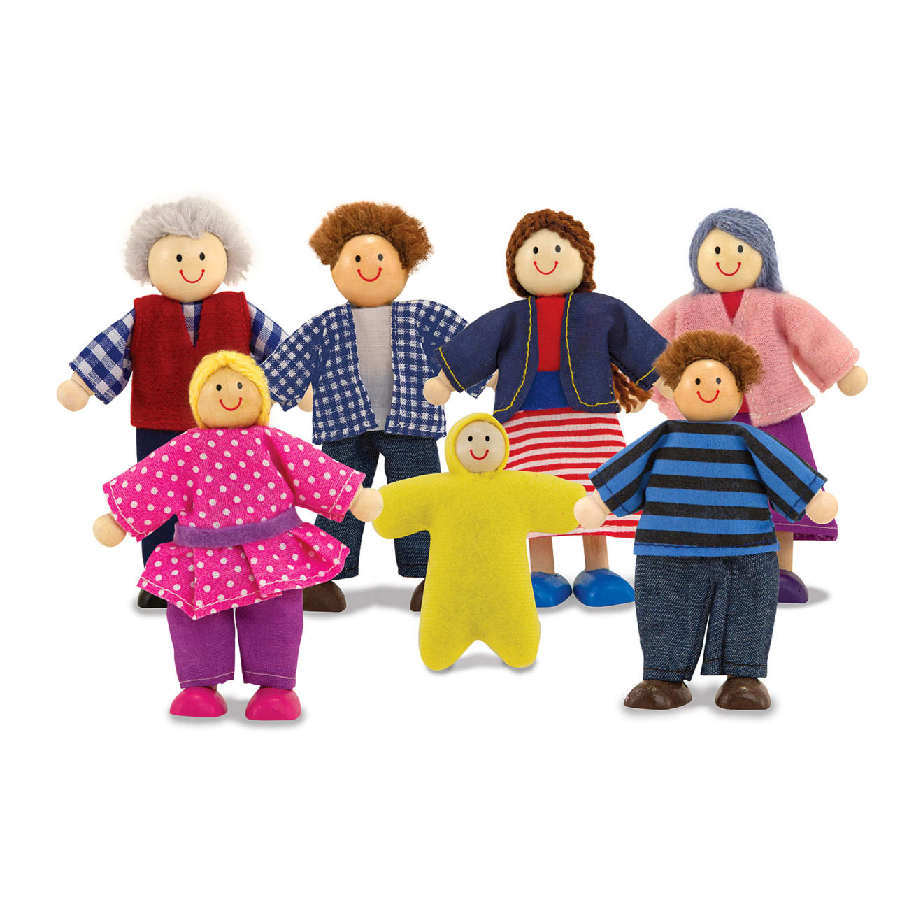 Houten poppenfamilie