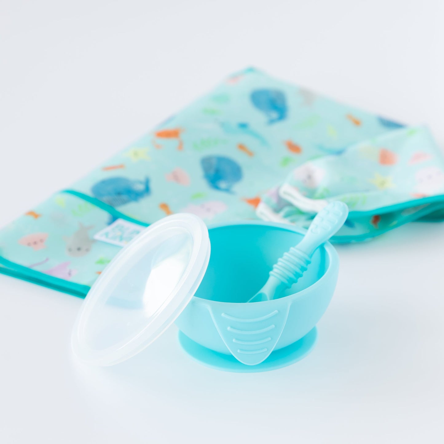 Siliconen eerste voedingsset: blauw