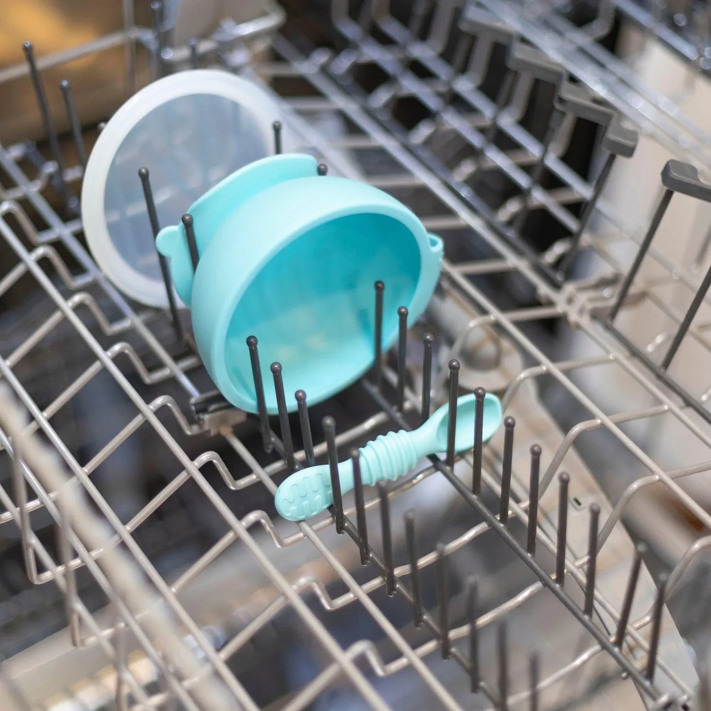 Siliconen eerste voedingsset: blauw