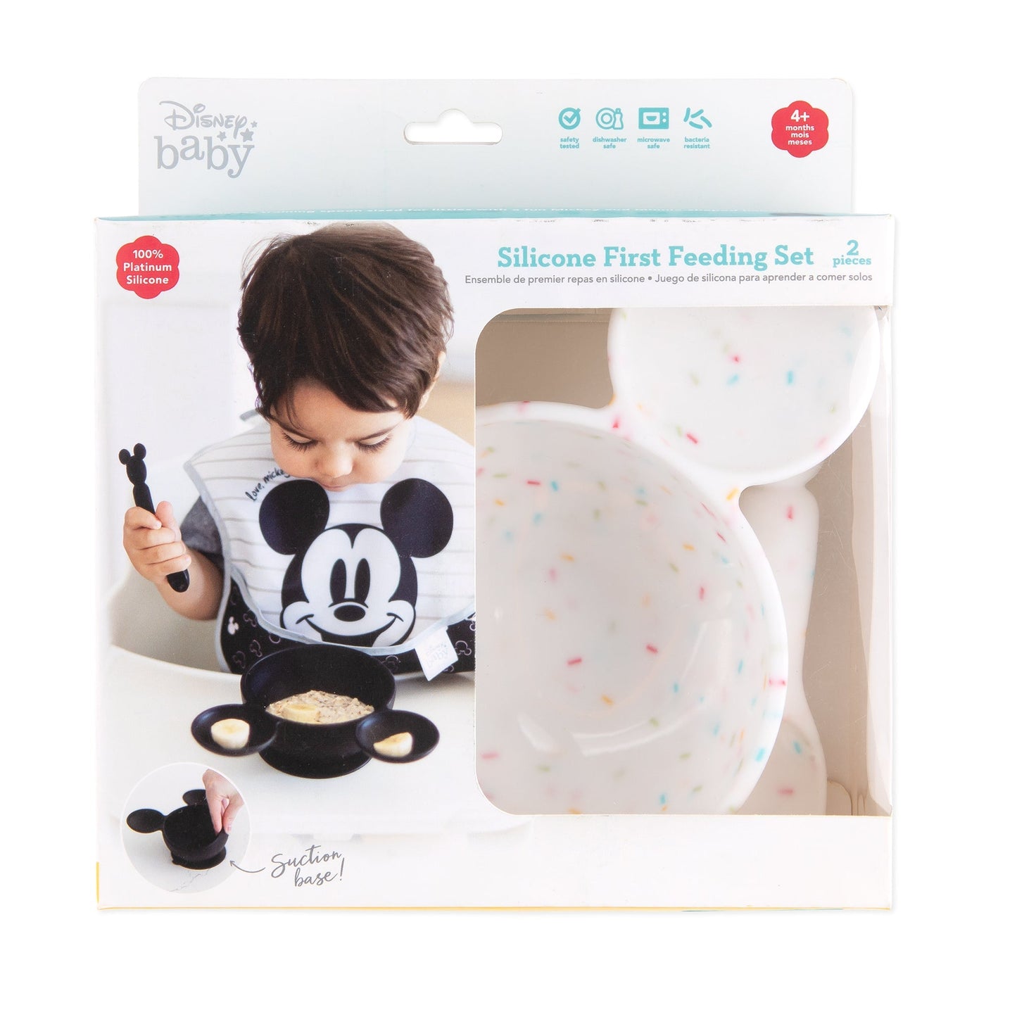 Siliconen eerste voedingsset: Mickey Mouse Vanilla Sprinkle