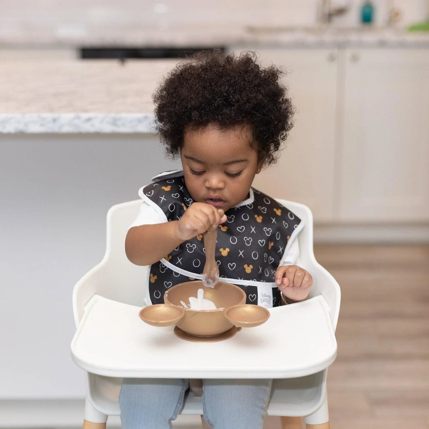 Siliconen eerste voedingsset: Minnie Mouse Gold