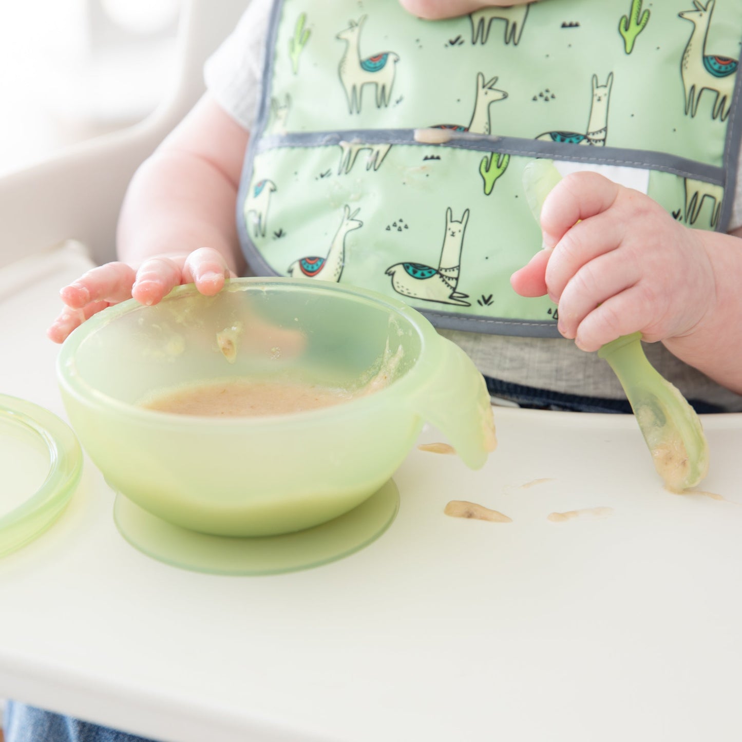 Siliconen eerste voedingsset: Groene Jelly