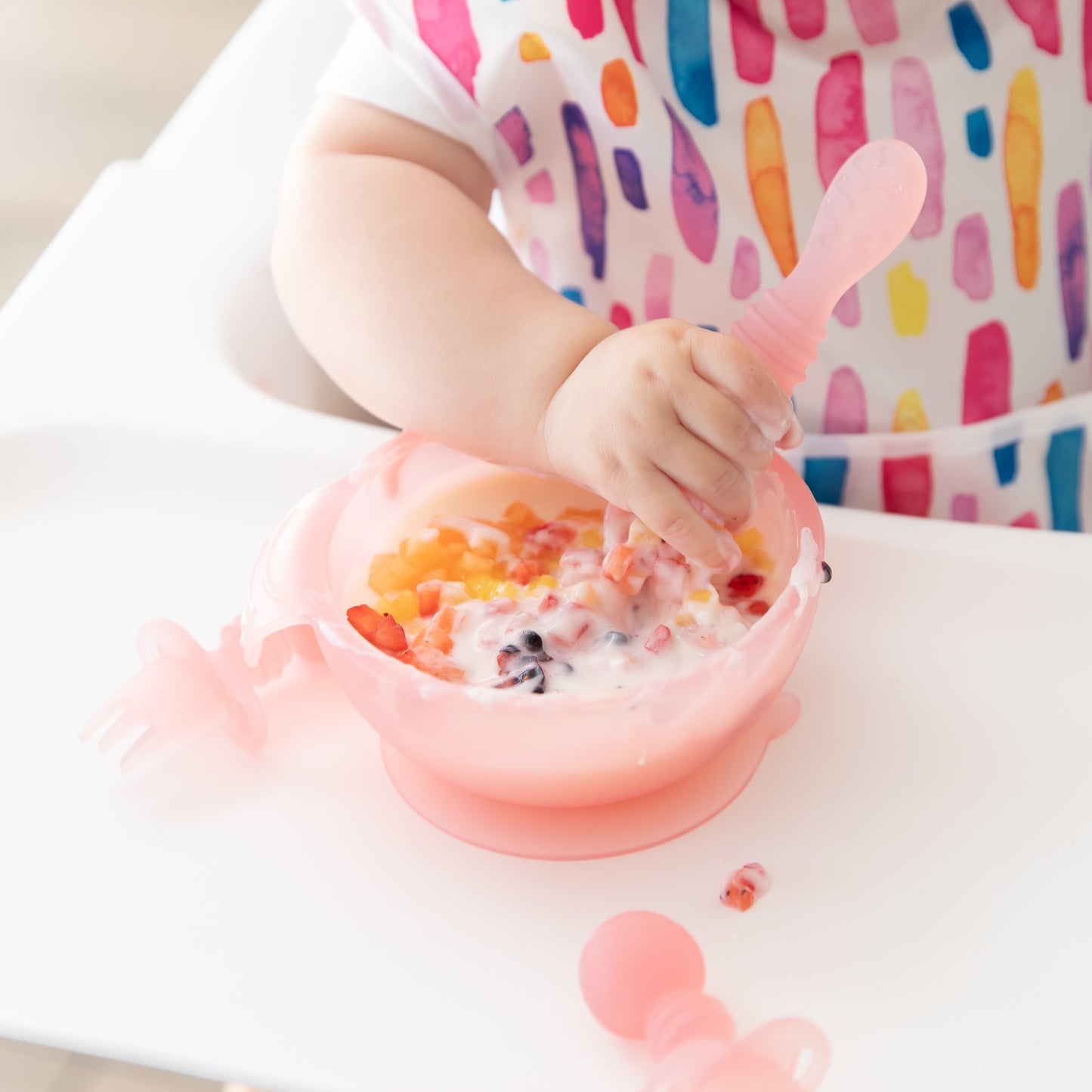 Siliconen eerste voedingsset: Roze Jelly