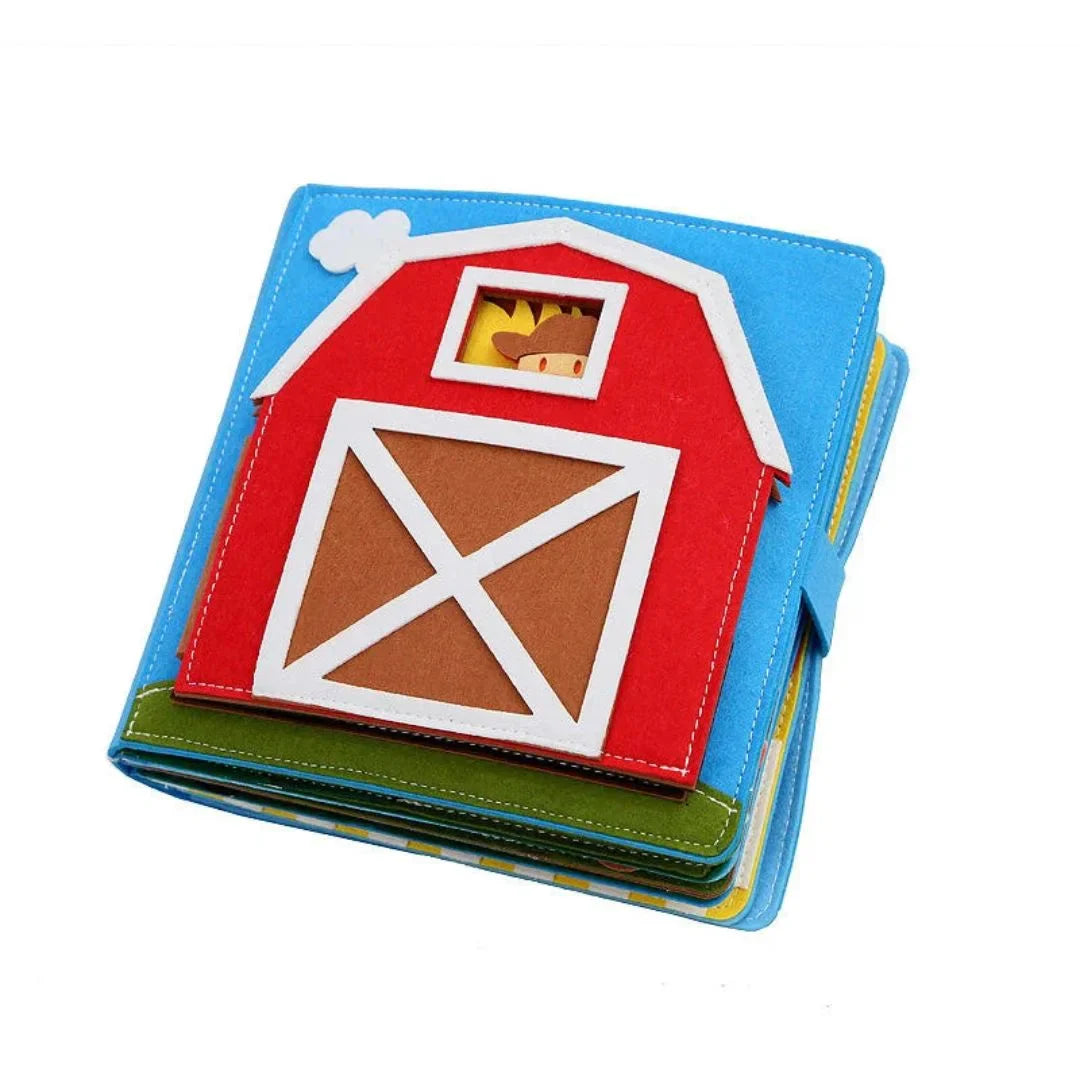 FableFolds – 3D Montessori Bauernhof-Geschichtenbuch aus Stoff für Kleinkinder ab 1 Jahr – Sensorik-Filzbuch mit Fingerpuppen & Aktivitäten