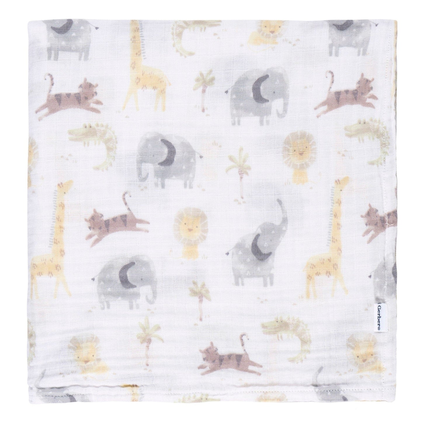 2-Pack Baby Neutral Animal Geo Muslin Blankets