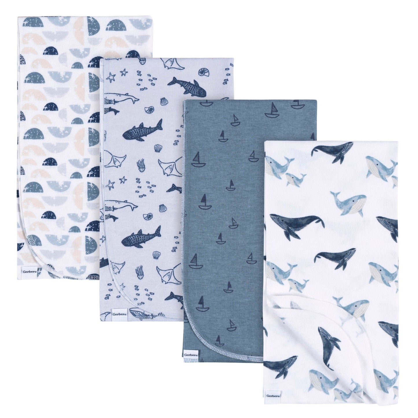 4-pack Coastal Calm flanellen dekens voor babyjongens
