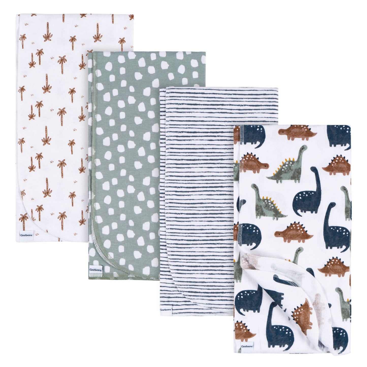 4-pack babyjongens Dino Time flanellen dekens