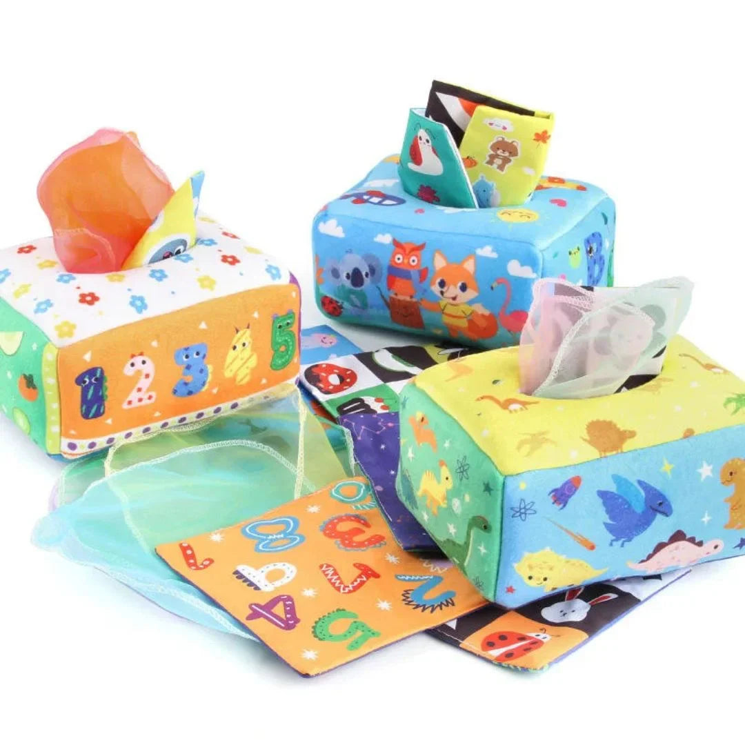 GiggleBox – Baby Tücherbox Sensorik Spielzeug 6M+
